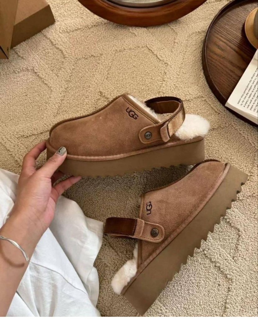 Chestnut Goldenstar Evelina — sheepskin lining and platform sole.